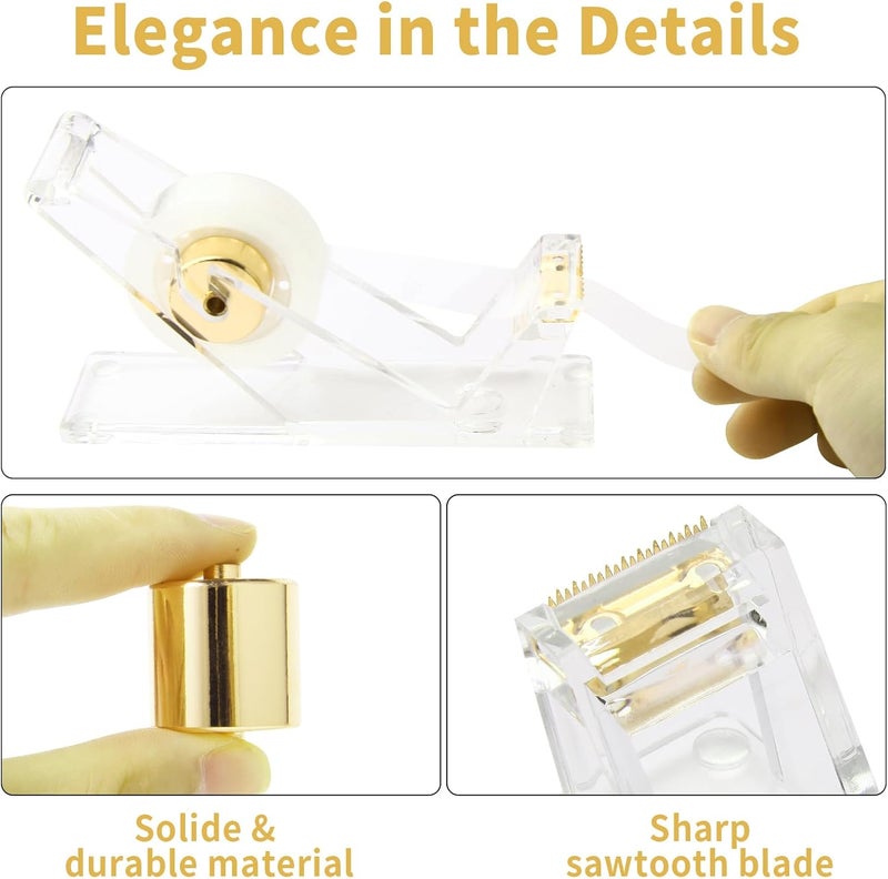 yuun Gold Desk Accessories, Office Supplies Set with Acrylic Stapler, Tape Dispenser, Staple Remover, Pen Holder, Scissor, Binder Paper Clips, 1 Ballpoint Pen, 1 Clear Tape and 1000pcs Staples - Image 5
